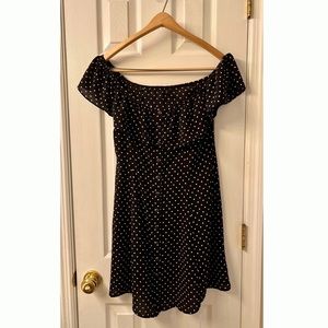 Black & White Polka Dot, Off the Shoulder Dress